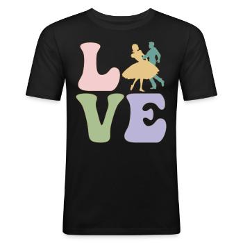 LOVE Square Dance Tanzen - Männer Slim Fit T-Shirt - Schwarz - Vorne - Nik (191cm)