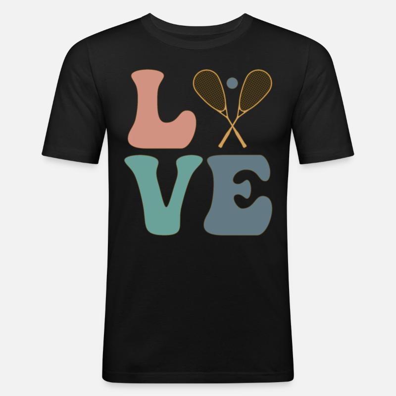 LOVE Squash Player Trainer - Männer Slim Fit T-Shirt - Schwarz