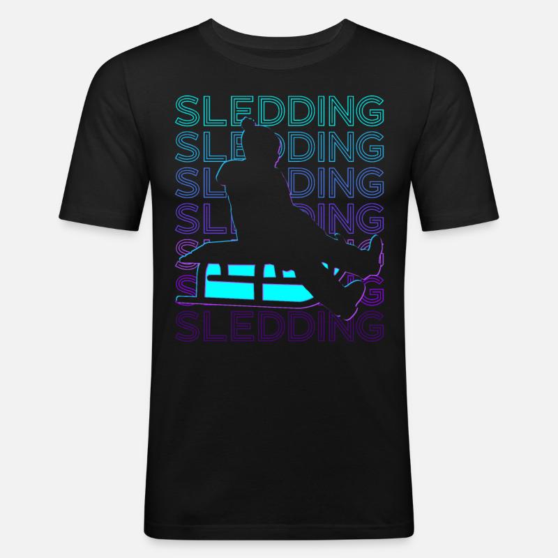 Schlittenfahren Mushing Schlitten Retro - Männer Slim Fit T-Shirt - Schwarz