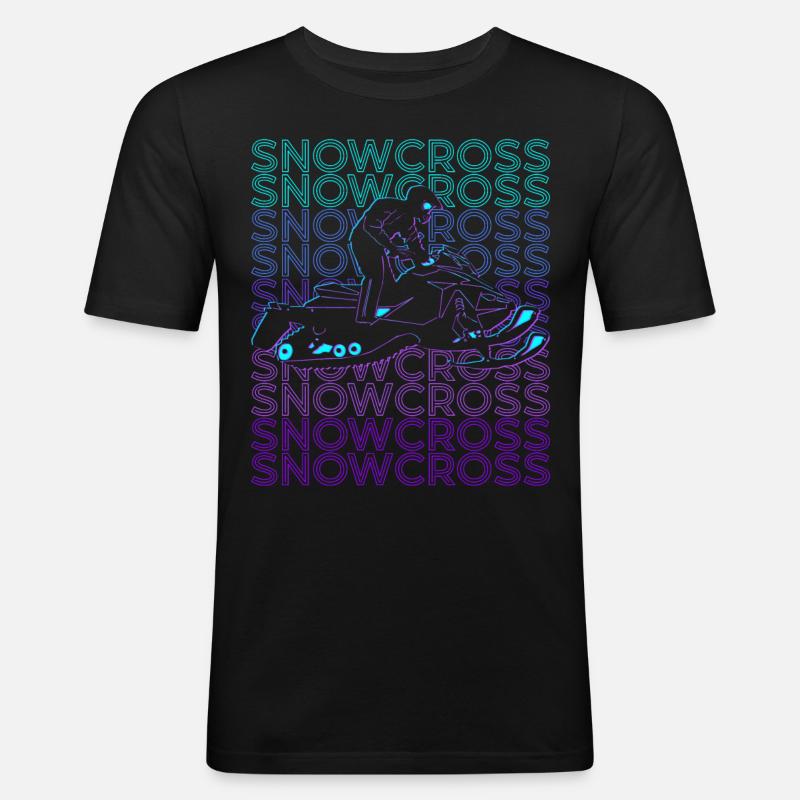 Snowcross Snowmobile Snowmobiling Retro - Men's Slim Fit T-Shirt - black