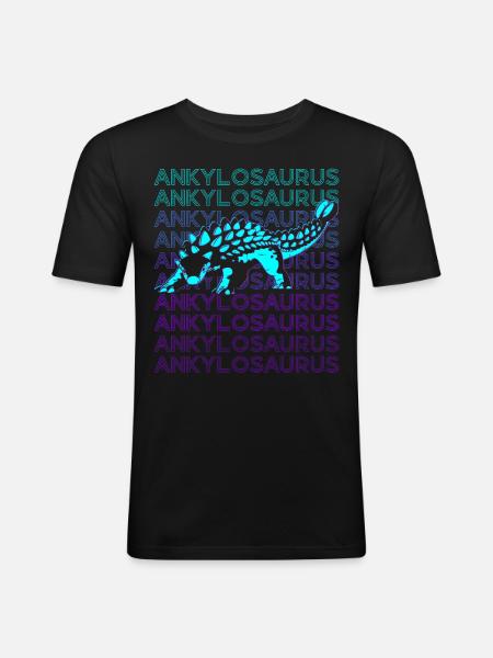 Ankylosaurus Dinosaur Retro - Men's Slim Fit T-Shirt - black
