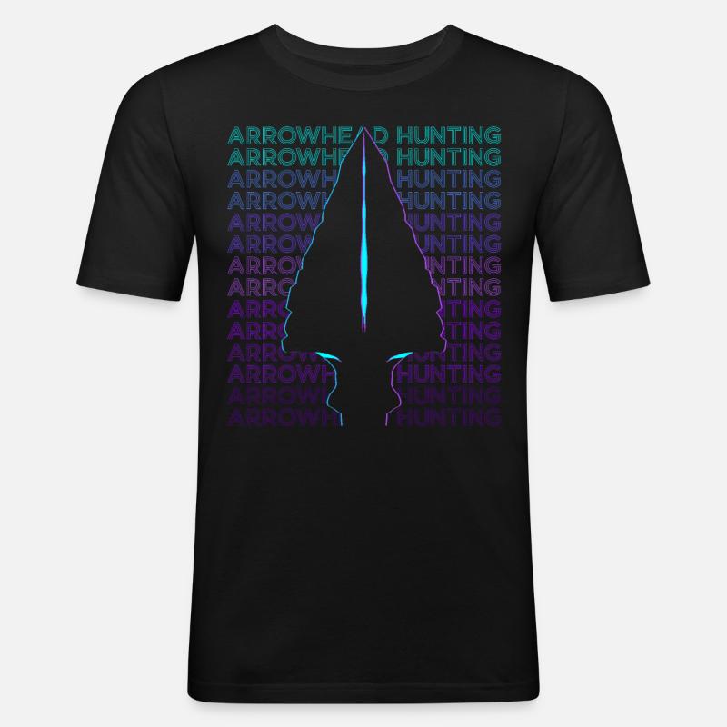 Pfeilspitzenjagd Pfeilspitzenjäger Retro - Männer Slim Fit T-Shirt - Schwarz