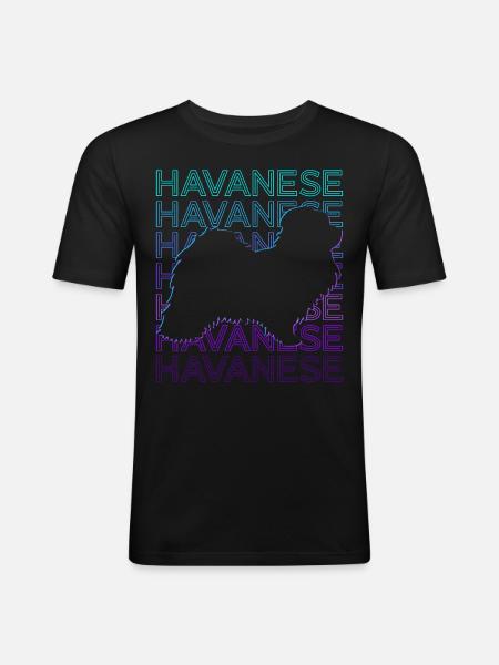 Havanese Dog Retro - Men's Slim Fit T-Shirt - black