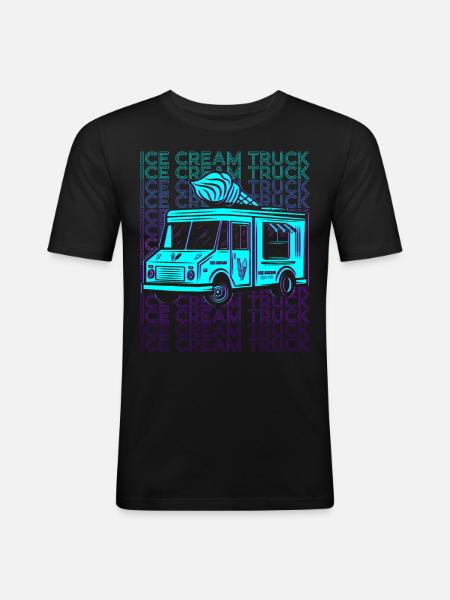 Eiscreme-Truck-Fahrer Retro - Männer Slim Fit T-Shirt - Schwarz