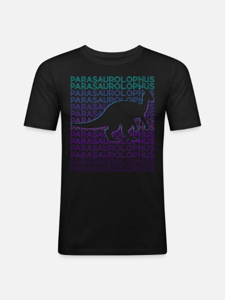 Parasaurolophus Dinosaur Retro - Men's Slim Fit T-Shirt - black