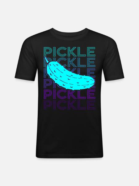 Pickle Cucumber Dill Retro - Men's Slim Fit T-Shirt - black