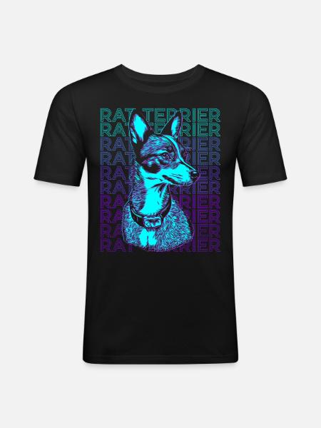 Rat Terrier Dog Retro - Men's Slim Fit T-Shirt - black