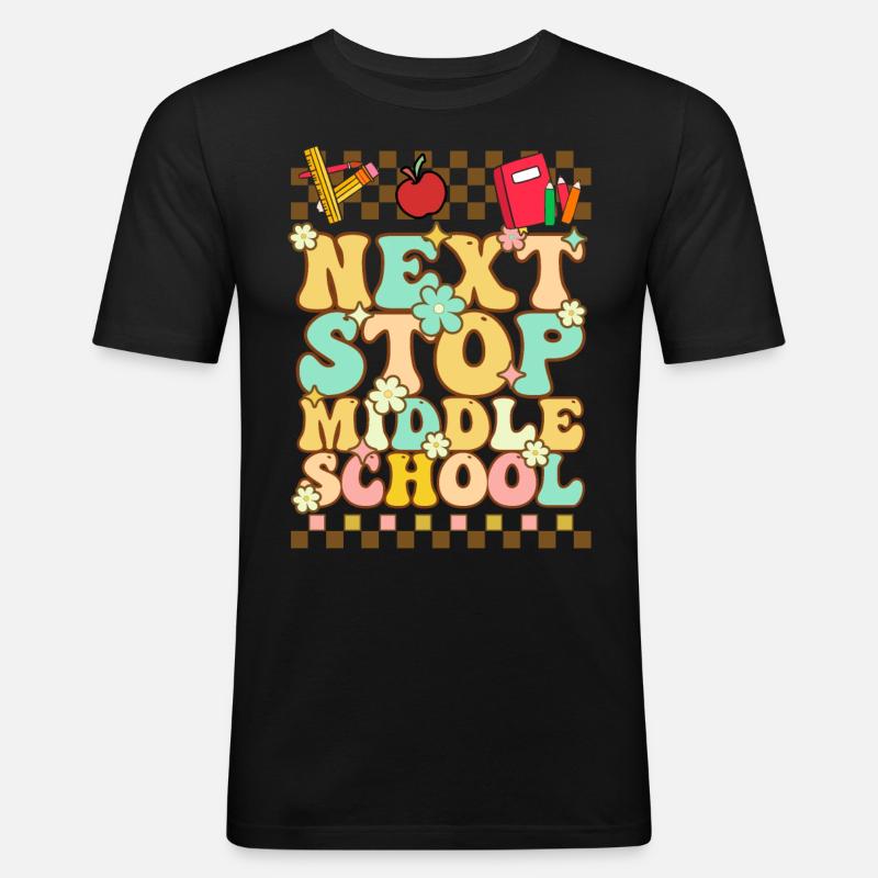 Nächster Halt Mittelschule Grundschule - Männer Slim Fit T-Shirt - Schwarz