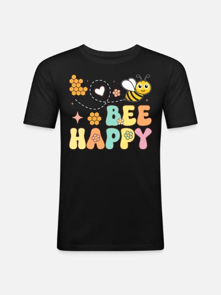 Bee Happy Beekeeper Beekeeping - Men's Slim Fit T-Shirt - black