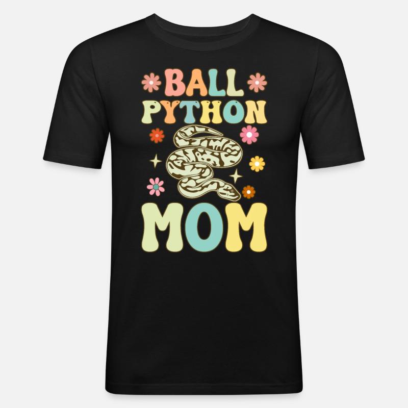 Kugelpython-Mama Groovy Snake Mama - Männer Slim Fit T-Shirt - Schwarz