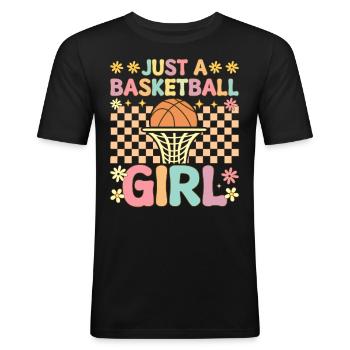 Juste une joueuse de basket-ball groovy - T-shirt près du corps Homme - noir - Devant - Nik (191cm)