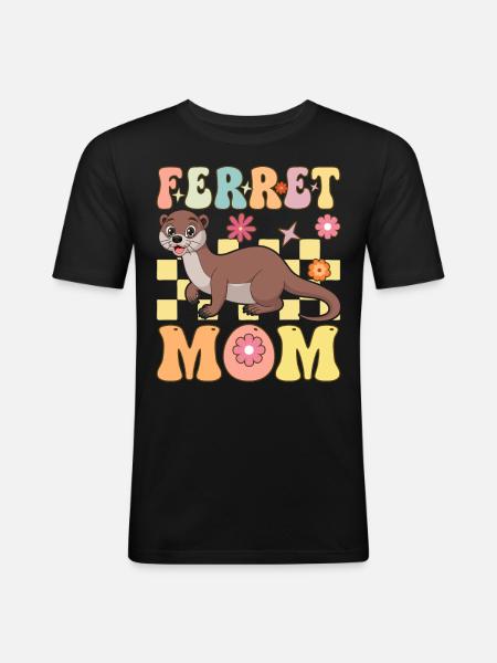 Frettchen-Mama Groovy Frettchen-Mutter - Männer Slim Fit T-Shirt - Schwarz