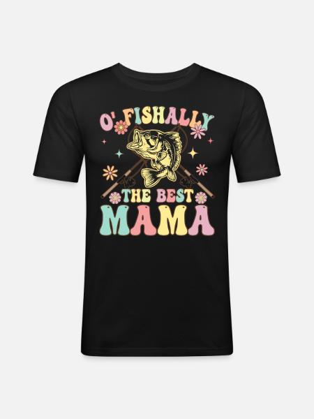O Fishally Den bedste mor Groovy Fishing Girl Fi - Herre Slim Fit T-Shirt - sort