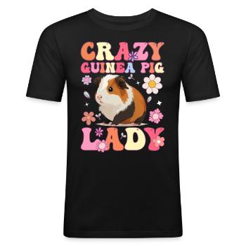 Crazy Guinea Pig Lady Groovy Guinea Pig - Men's Slim Fit T-Shirt - black - Front - Nik (191cm)