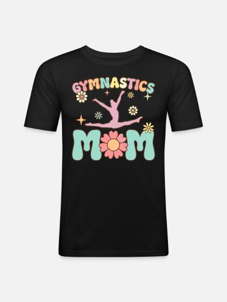 Gymnastique Maman Groovy Gymnaste Acrobate - T-shirt près du corps Homme - noir