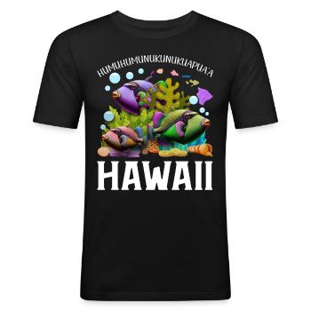 Humuhumunukunukuapua’a pousseur de récif hawaïen - T-shirt près du corps Homme - noir - Devant - Nik (191cm)