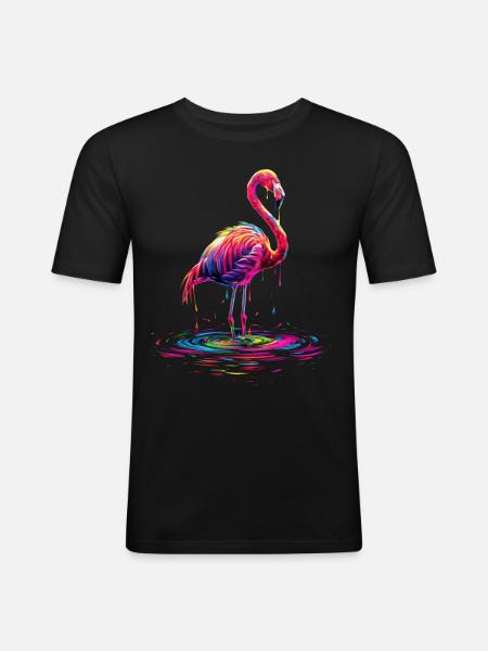 Flamingo Pop Art - Men's Slim Fit T-Shirt - black