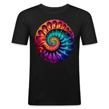 Ammonite Fossil Paleontology Pop Art - Men's Slim Fit T-Shirt - black - Front - Nik (191cm)