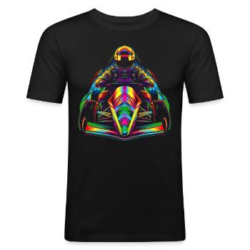 Autocross voiture de course Pop Art - T-shirt près du corps Homme - noir - Devant - Nik (191cm)