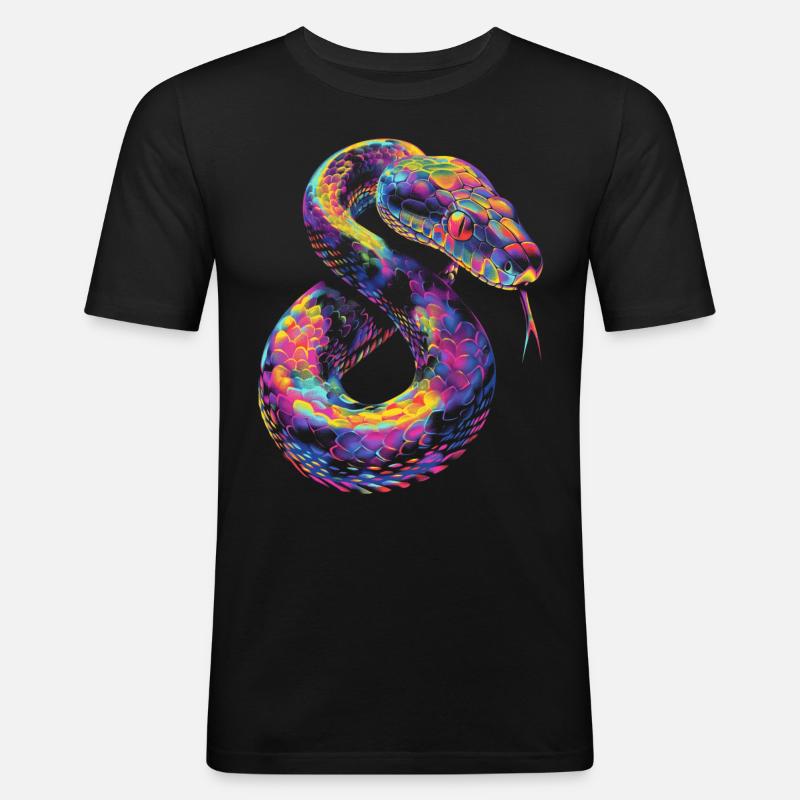 Boule Python serpent Pop Art - T-shirt près du corps Homme - noir