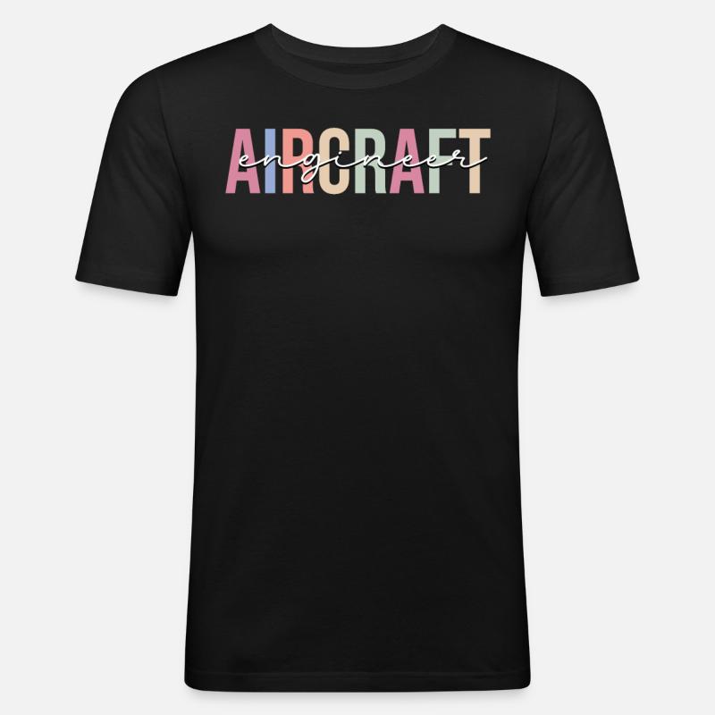 Technik Flugzeug Flugzeugmechaniker - Männer Slim Fit T-Shirt - Schwarz