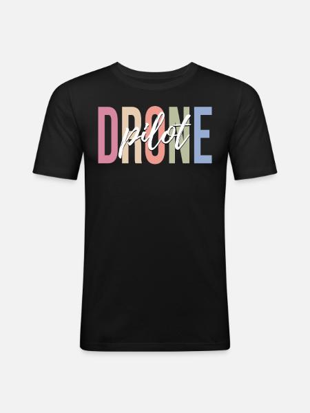 RC Airplane Drone Quadcopter - Men's Slim Fit T-Shirt - black