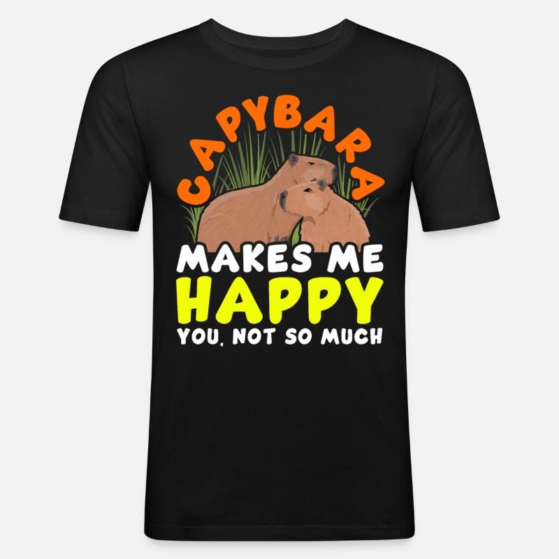 Capybara Capy - Männer Slim Fit T-Shirt - Schwarz