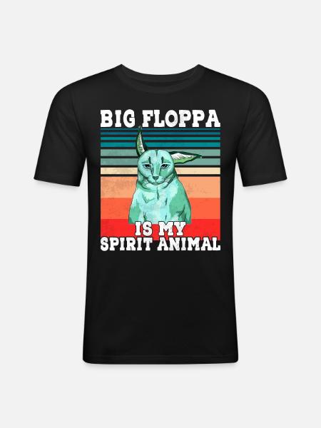 Großer Floppa Geist Tier - Männer Slim Fit T-Shirt - Schwarz