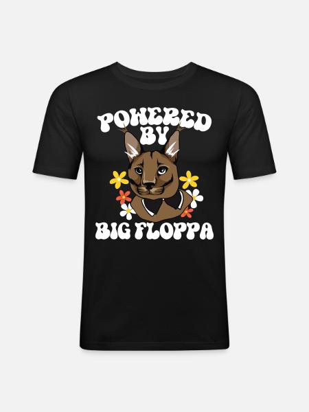 Powered by Big Floppa Caracal - Men's Slim Fit T-Shirt - black