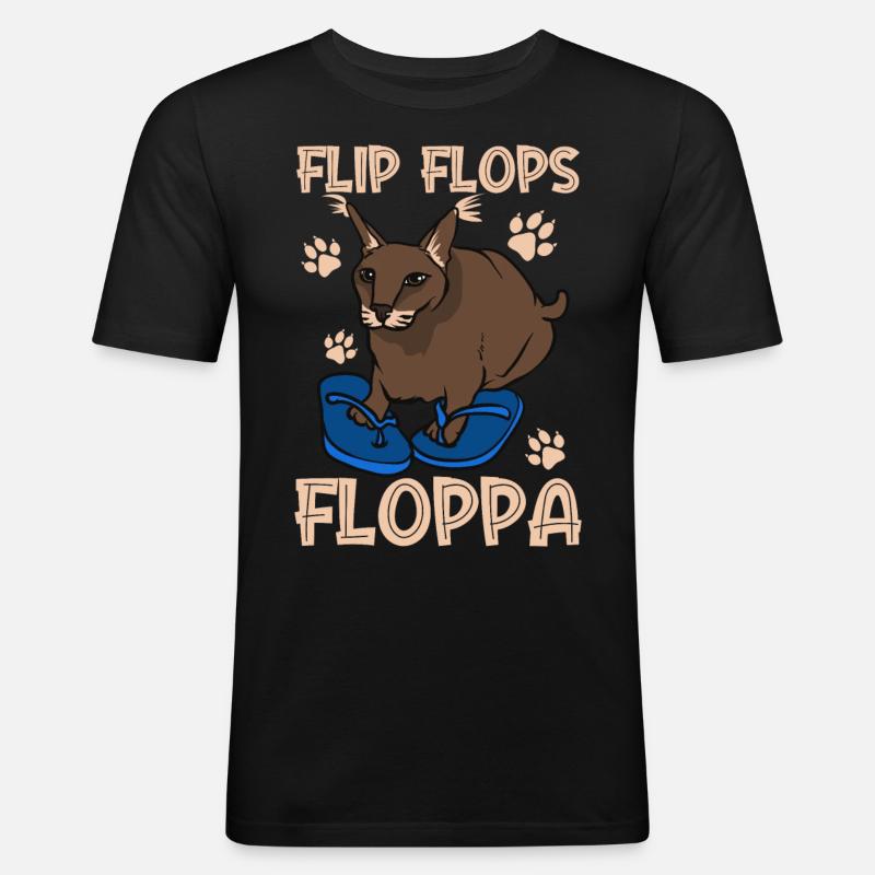 Großer Floppa Karakal Katze Meme - Männer Slim Fit T-Shirt - Schwarz