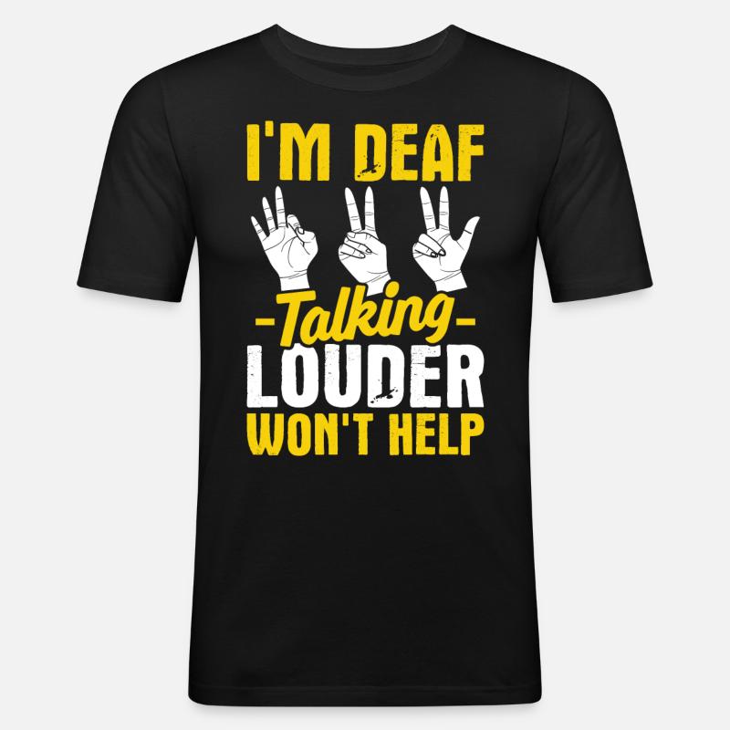 Deaf Pride ASL Gebärdensprache - Männer Slim Fit T-Shirt - Schwarz
