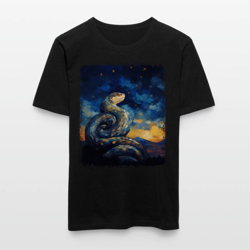 Kugelpython Schlange Sternennacht Gemälde Männer Slim Fit T-Shirt