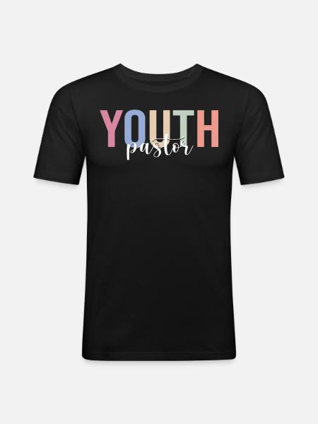 Jugendpfarrer Prediger Christ - Männer Slim Fit T-Shirt - Schwarz