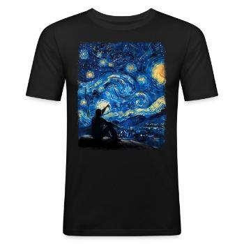 Stargazing Stargazer Astronomie Sternennacht Maler - Männer Slim Fit T-Shirt - Schwarz - Vorne - Nik (191cm)