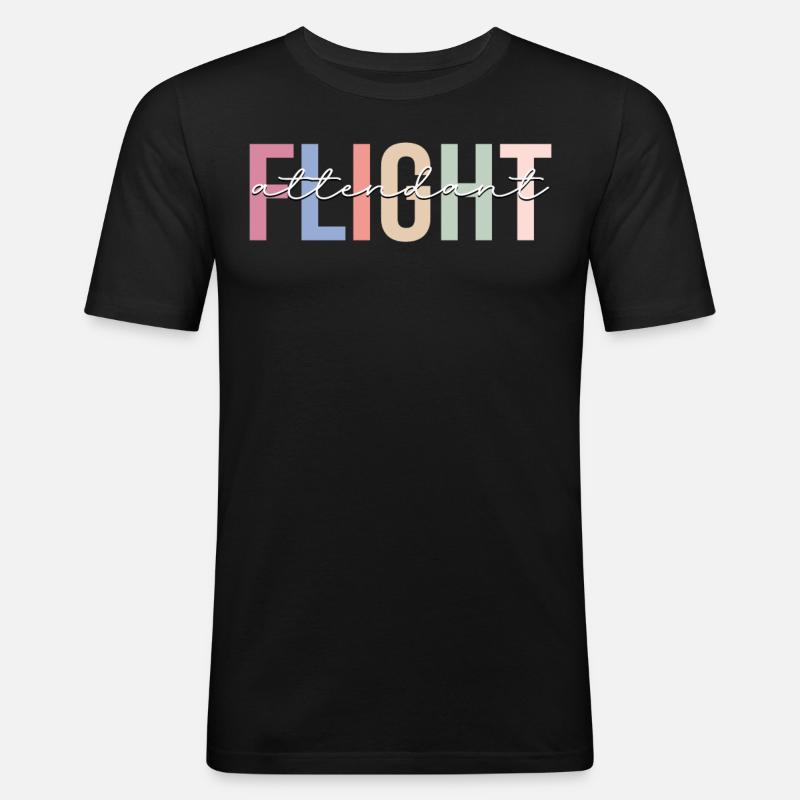 Flugbegleiterin Stewardess - Männer Slim Fit T-Shirt - Schwarz