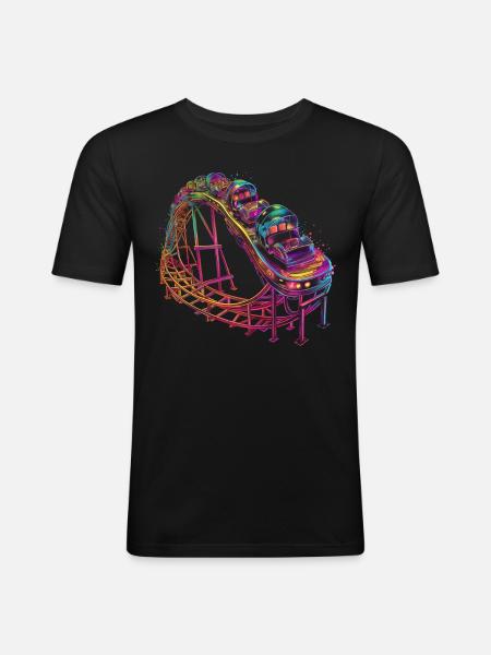 Roller coaster amusement park Popart - Men's Slim Fit T-Shirt - black