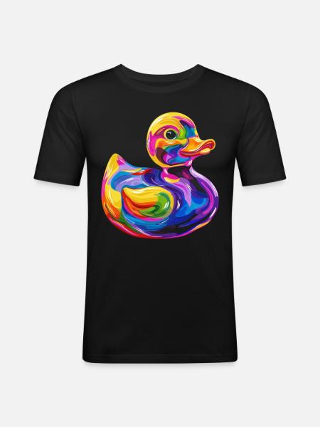 Rubber Duckie Popart - Men's Slim Fit T-Shirt - black
