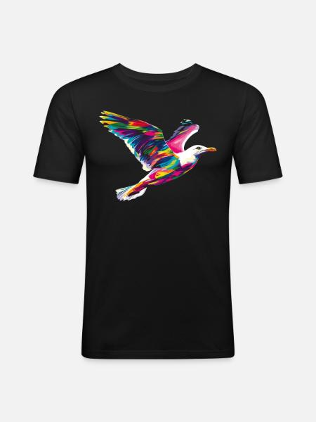Seemöwe Möwe Seevogel Popart - Männer Slim Fit T-Shirt - Schwarz