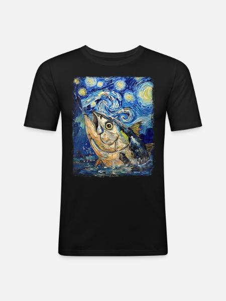 Thunfischfang Blauflossenthunfisch Sternennacht Ge - Männer Slim Fit T-Shirt - Schwarz