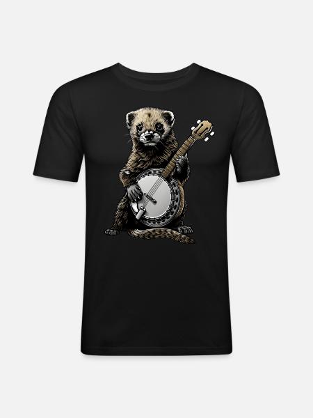 Ferret Pet Bluegrass Banjo Player - Men's Slim Fit T-Shirt - black