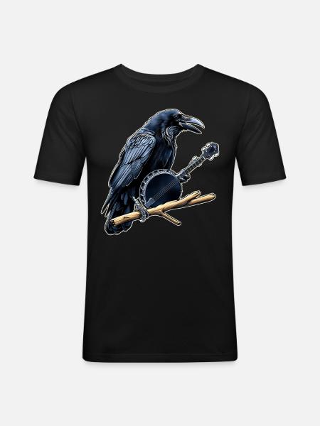 Raven Crow Bluegrass Banjo Player - Men's Slim Fit T-Shirt - black