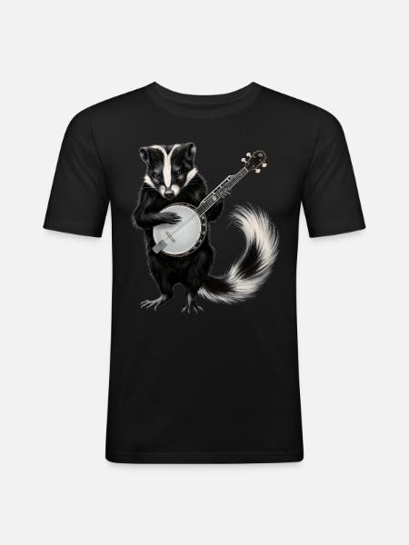 Skunk Bluegrass Banjo Player - Men's Slim Fit T-Shirt - black