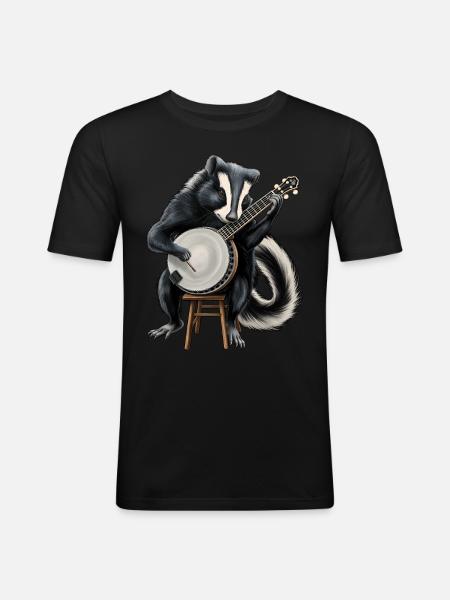 Skunk Bluegrass Banjo Player - Men's Slim Fit T-Shirt - black