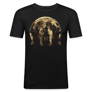 Belgischer Malinois Hund Heulender Mond - Männer Slim Fit T-Shirt - Schwarz - Vorne - Nik (191cm)