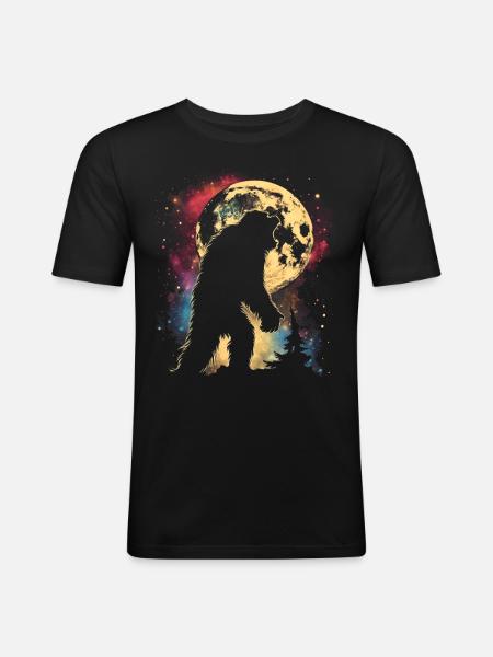 Bigfoot Sasquatch Yeti Howling Moon - Men's Slim Fit T-Shirt - black
