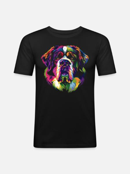 St. Bernard Dog Popart - Men's Slim Fit T-Shirt - black