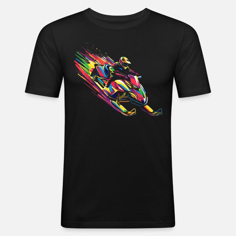 Snowcross Snowmobile Snowmobiling Popart - Men's Slim Fit T-Shirt - black