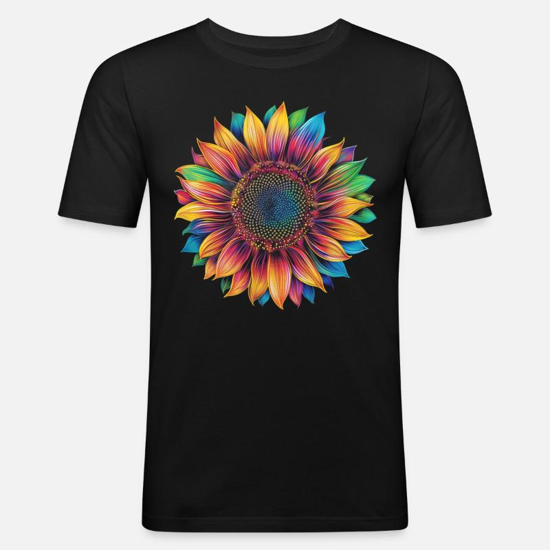 Sonnenblume Blume Popart - Männer Slim Fit T-Shirt - Schwarz
