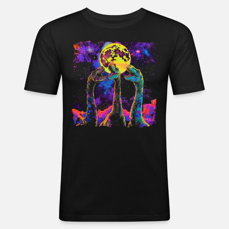 Brachiosaurus Dinosaurier Heulender Mond - Männer Slim Fit T-Shirt - Schwarz