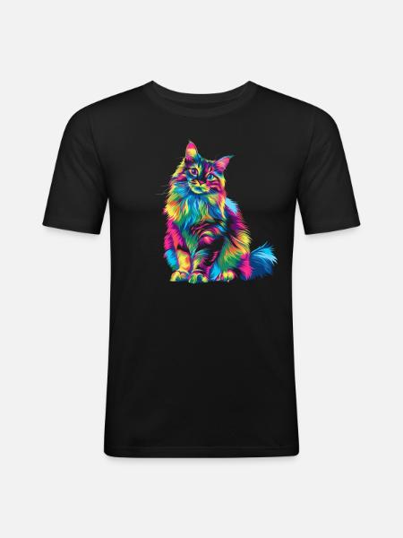 Ragdoll Chat Popart - T-shirt près du corps Homme - noir